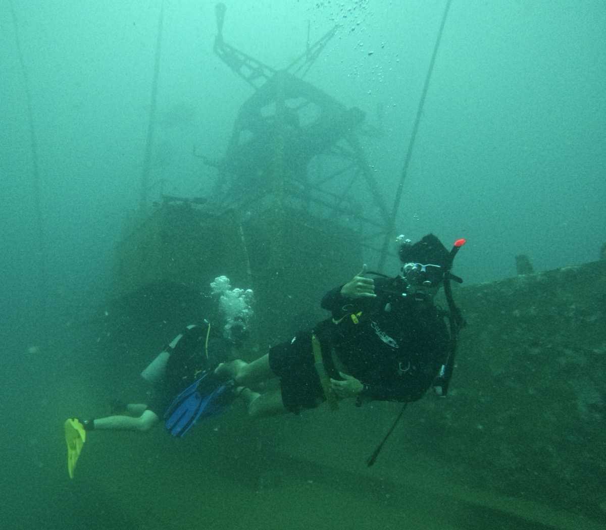 former WW2 battle ship now home to thousands of fish